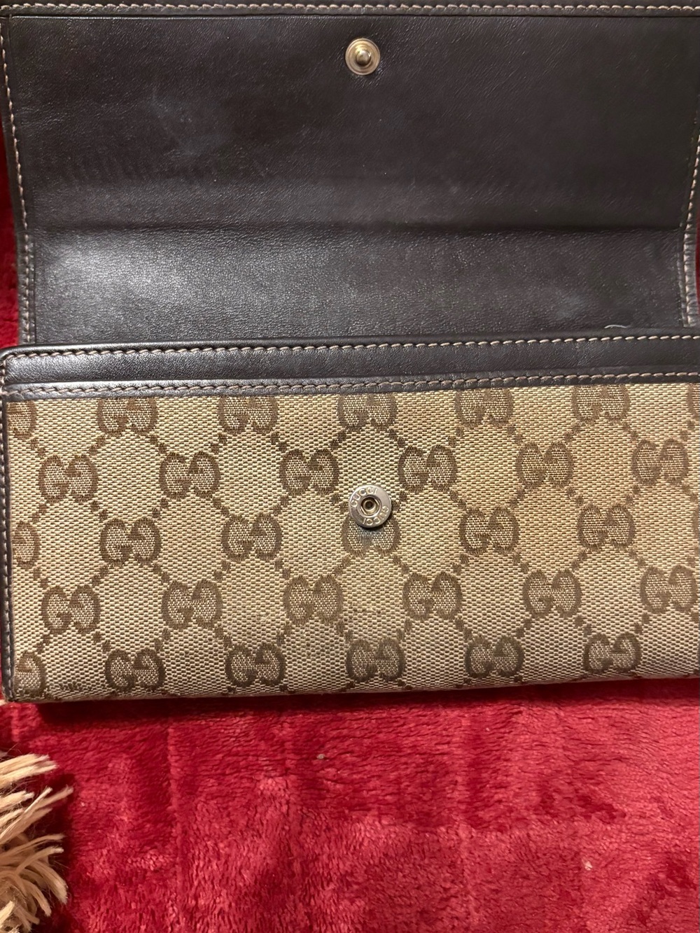 Gucci Beige Brown GG Canvas Continental Wallet with Heart Logo - Picture 3 of 10
